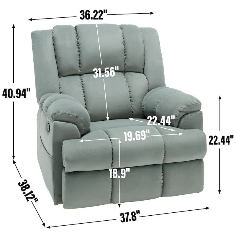 Extra-Large Swivel Rocker Recliner with Footrest and Pockets - Manual Operation 11