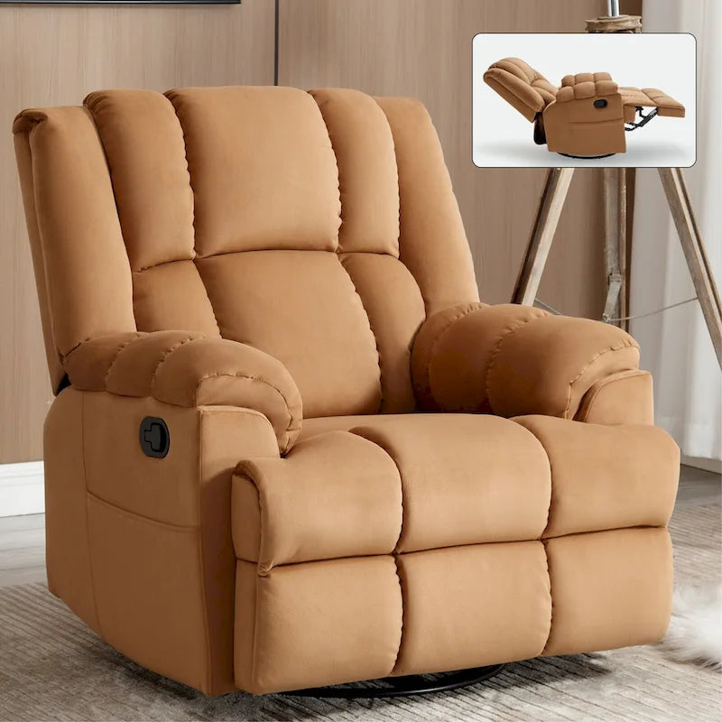 Extra-Large Swivel Rocker Recliner with Footrest and Pockets - Manual Operation 16