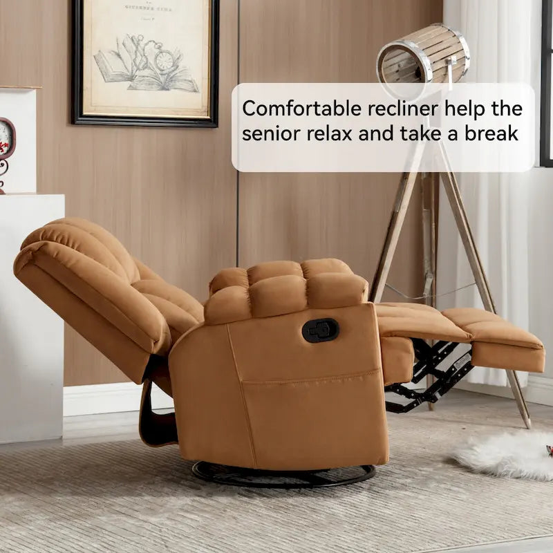 Extra-Large Swivel Rocker Recliner with Footrest and Pockets - Manual Operation 22