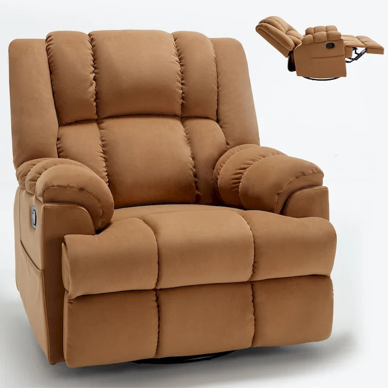 Extra-Large Swivel Rocker Recliner with Footrest and Pockets - Manual Operation 24