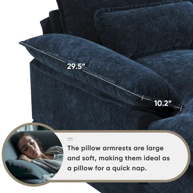 123*55 Contemporary U-Shaped Sofa with Console, Cup Holders, USB Ports, Upholstered Sleeper Couch Set with Chaise 6