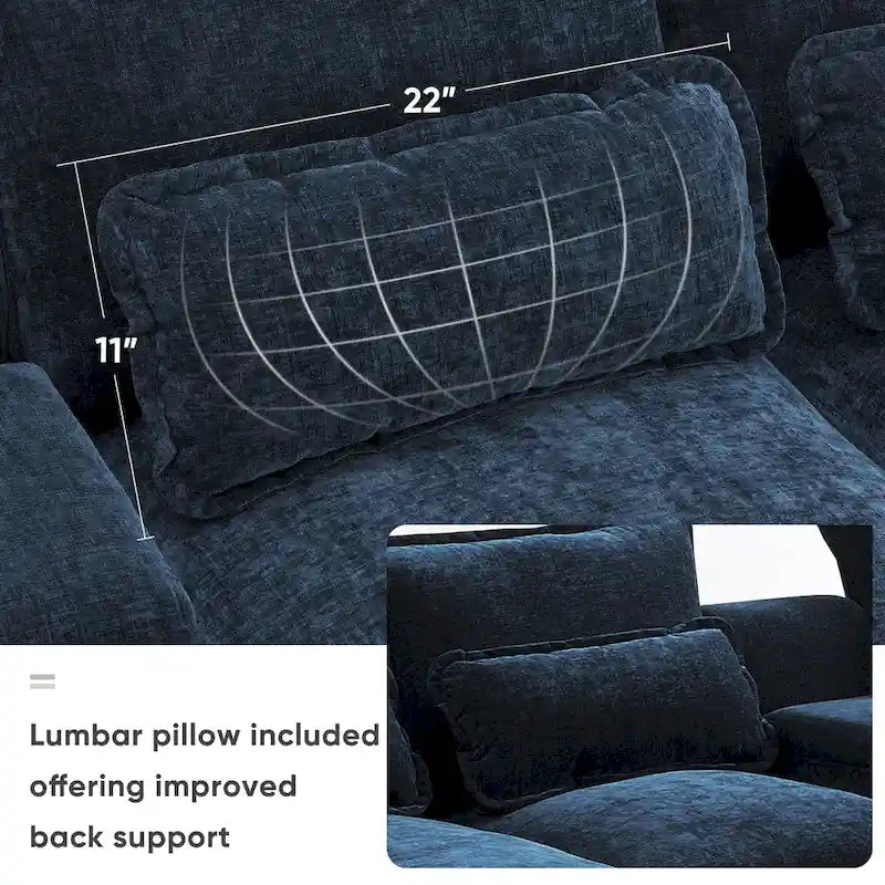 123*55 Contemporary U-Shaped Sofa with Console, Cup Holders, USB Ports, Upholstered Sleeper Couch Set with Chaise 7