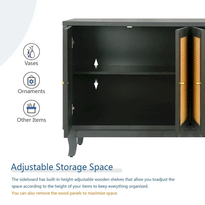 Rattan Storage Sideboard Cabinet 4