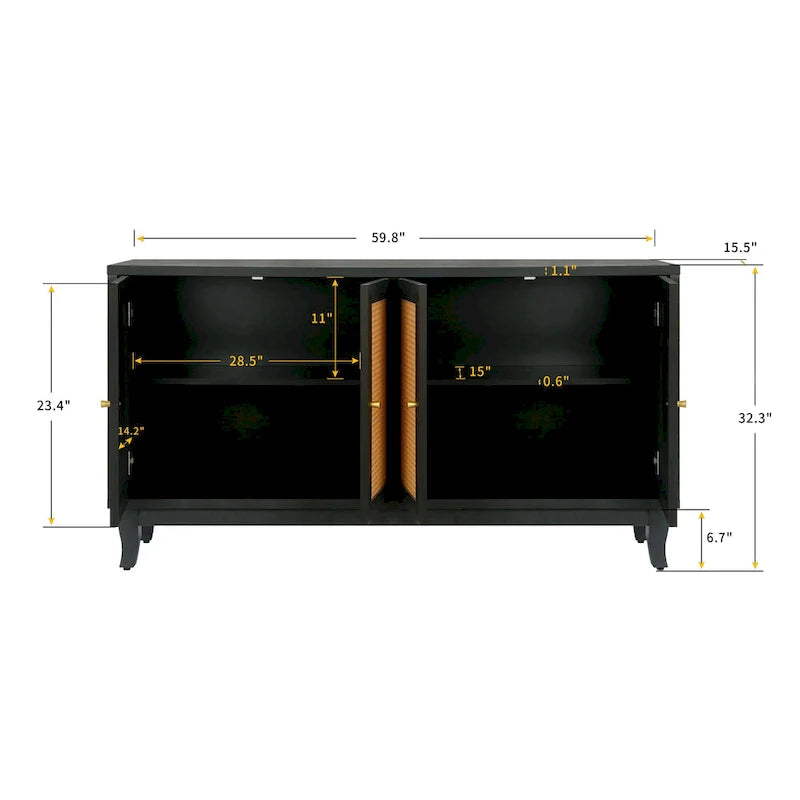 Rattan Storage Sideboard Cabinet 5