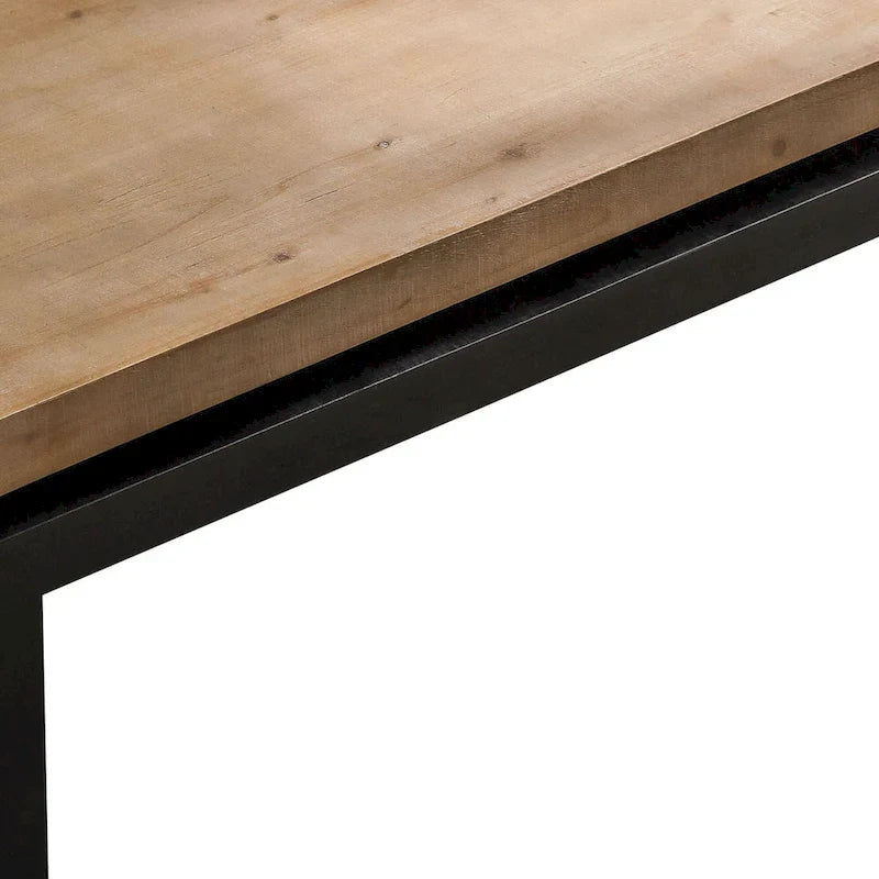 Versatile 2-Tier Coffee Table in Black and Natural Wood for Living Room 8
