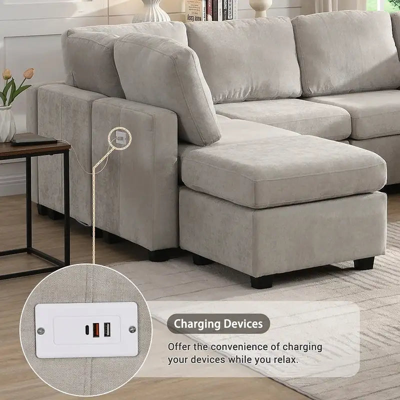 103-Inch Convertible Sectional Sofa Bed 8