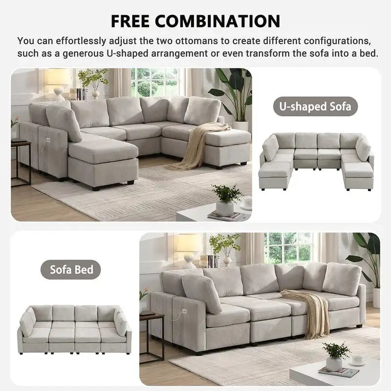 103-Inch Convertible Sectional Sofa Bed 9