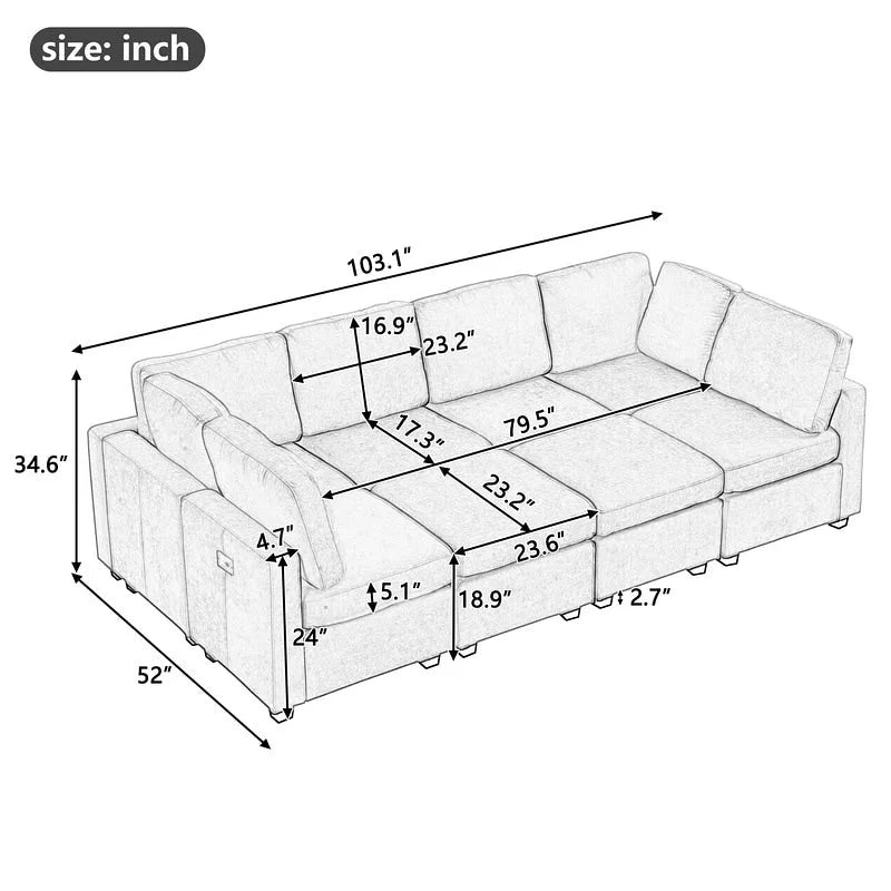 103-Inch Convertible Sectional Sofa Bed 11