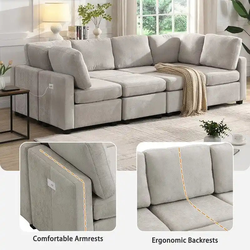 103-Inch Convertible Sectional Sofa Bed 12