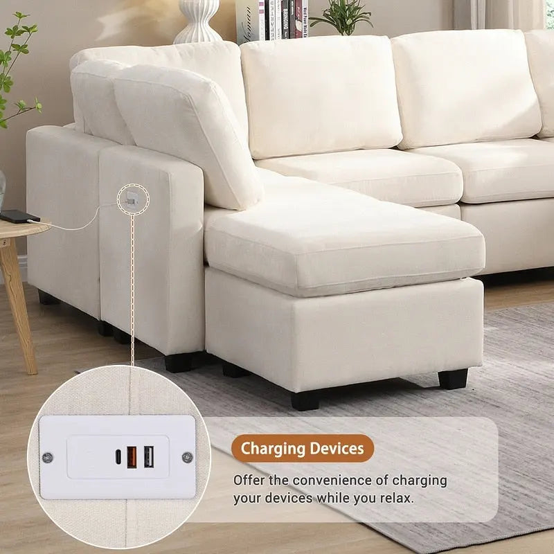 103-Inch Convertible Sectional Sofa Bed 26