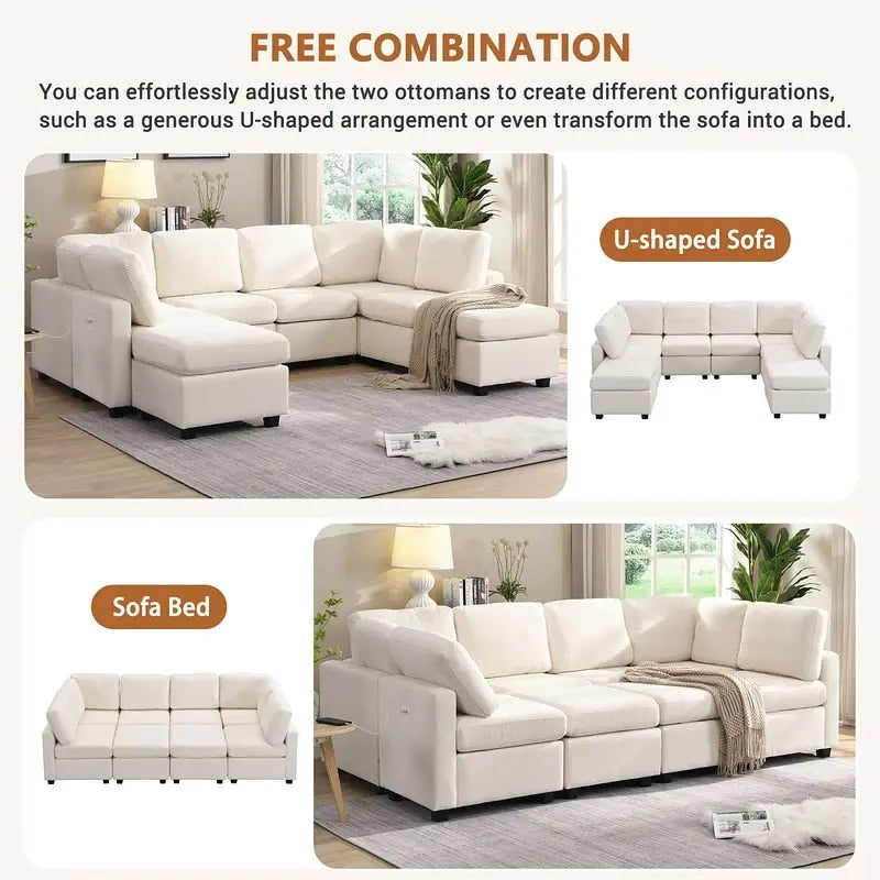103-Inch Convertible Sectional Sofa Bed 28