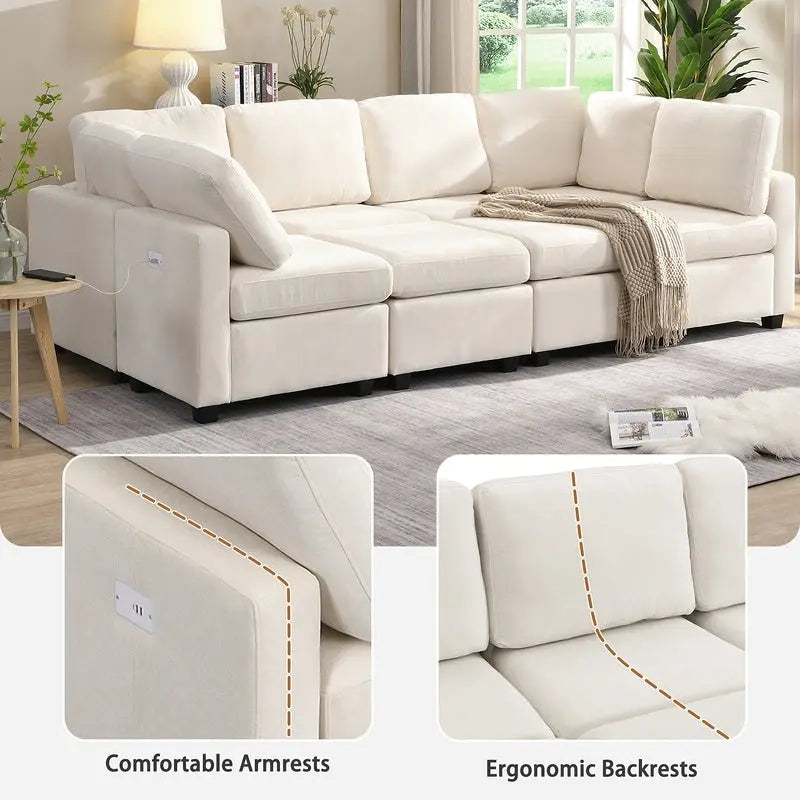 103-Inch Convertible Sectional Sofa Bed 32