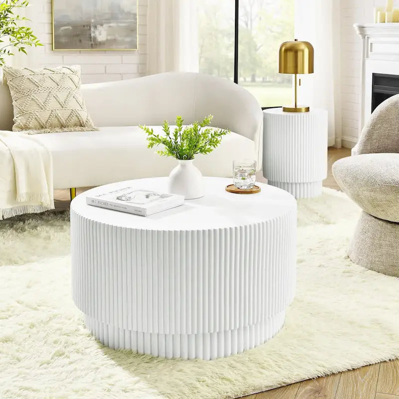 15.72-Inch Nordic H-Barrel Coffee Table - Simple Design for Indoor and Outdoor Use, Made from Durable Magnesium Oxide 36