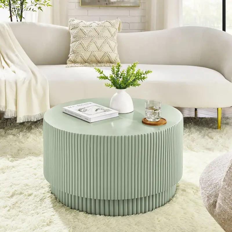 15.72-Inch Nordic H-Barrel Coffee Table - Simple Design for Indoor and Outdoor Use, Made from Durable Magnesium Oxide 38