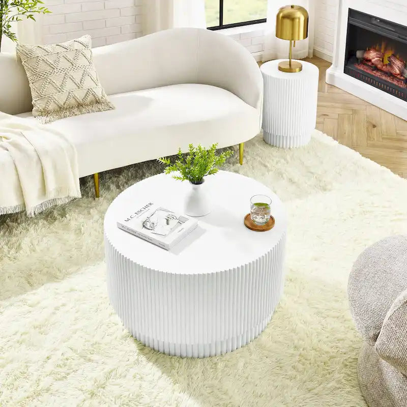 15.72-Inch Nordic H-Barrel Coffee Table - Simple Design for Indoor and Outdoor Use, Made from Durable Magnesium Oxide 2