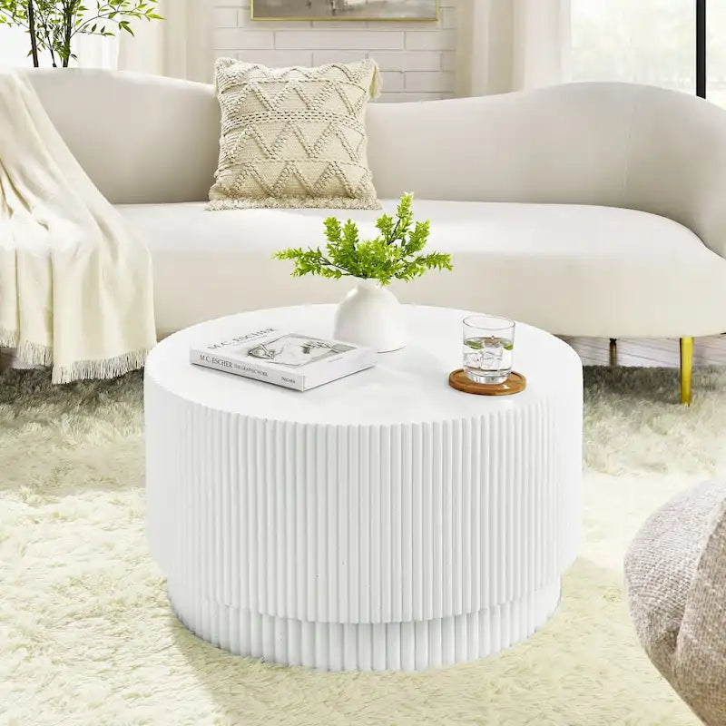 15.72-Inch Nordic H-Barrel Coffee Table - Simple Design for Indoor and Outdoor Use, Made from Durable Magnesium Oxide 3