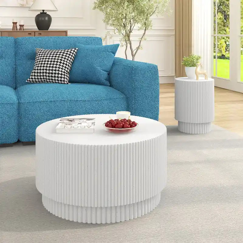 15.72-Inch Nordic H-Barrel Coffee Table - Simple Design for Indoor and Outdoor Use, Made from Durable Magnesium Oxide 5