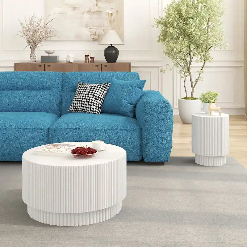 15.72-Inch Nordic H-Barrel Coffee Table - Simple Design for Indoor and Outdoor Use, Made from Durable Magnesium Oxide 6