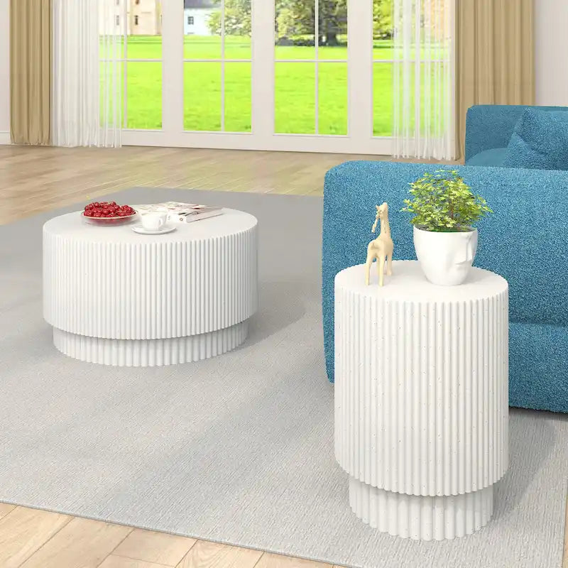 15.72-Inch Nordic H-Barrel Coffee Table - Simple Design for Indoor and Outdoor Use, Made from Durable Magnesium Oxide 7