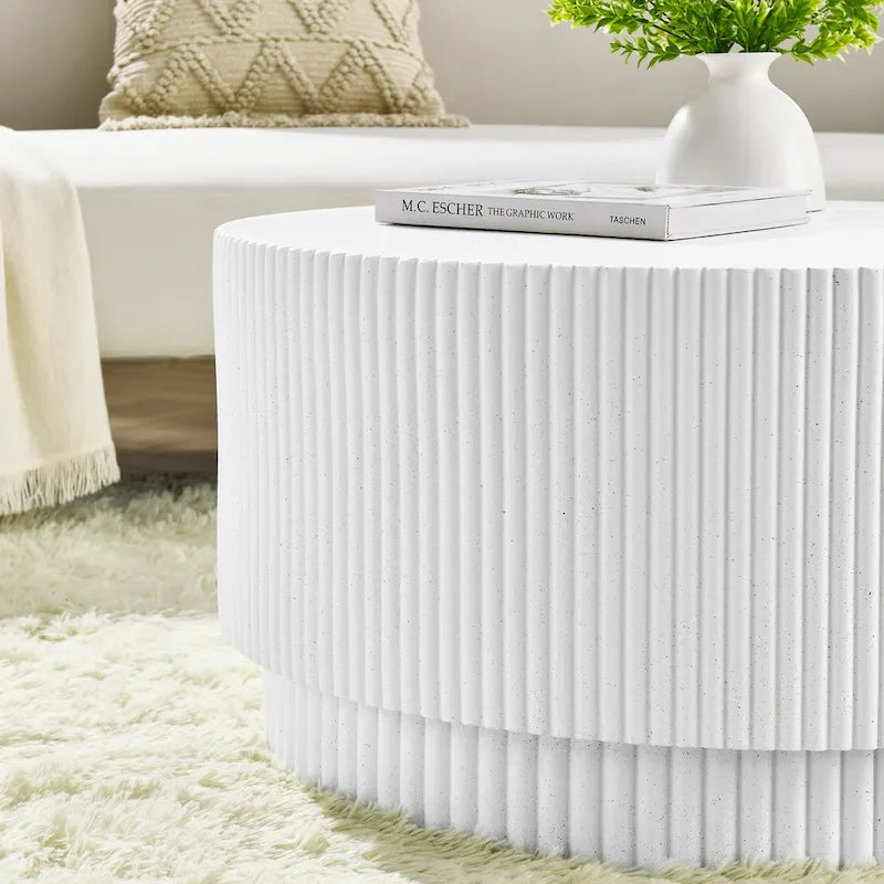 15.72-Inch Nordic H-Barrel Coffee Table - Simple Design for Indoor and Outdoor Use, Made from Durable Magnesium Oxide 13