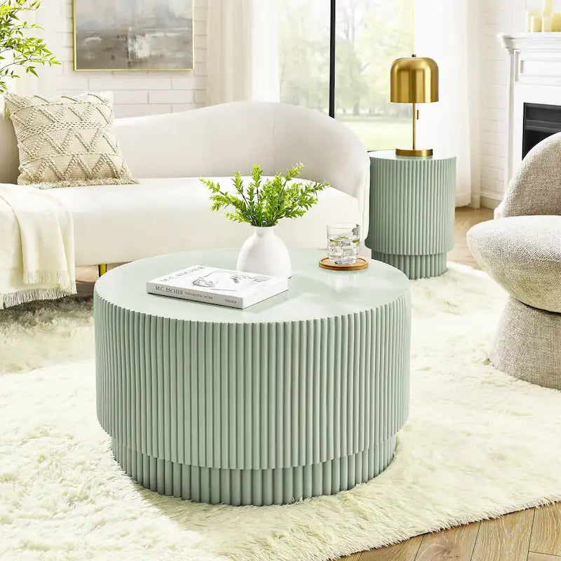 15.72-Inch Nordic H-Barrel Coffee Table - Simple Design for Indoor and Outdoor Use, Made from Durable Magnesium Oxide 20