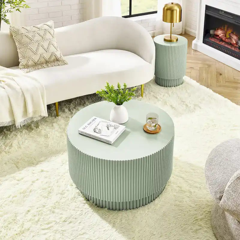 15.72-Inch Nordic H-Barrel Coffee Table - Simple Design for Indoor and Outdoor Use, Made from Durable Magnesium Oxide 21