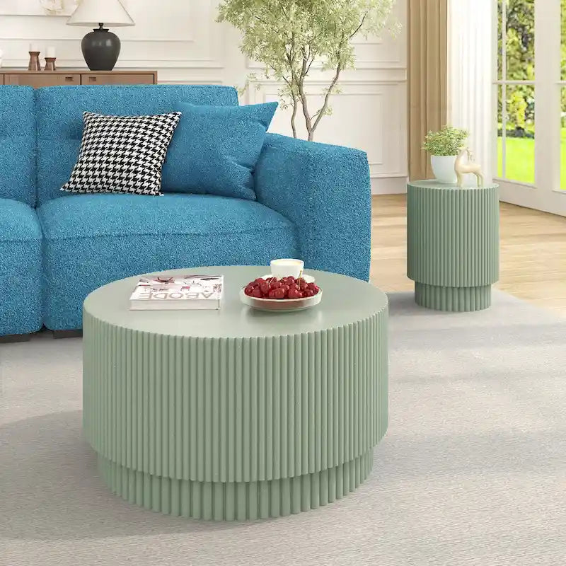 15.72-Inch Nordic H-Barrel Coffee Table - Simple Design for Indoor and Outdoor Use, Made from Durable Magnesium Oxide 24