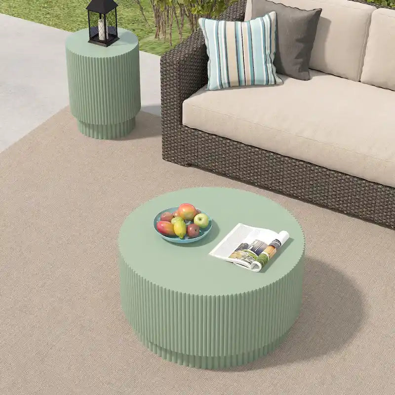 15.72-Inch Nordic H-Barrel Coffee Table - Simple Design for Indoor and Outdoor Use, Made from Durable Magnesium Oxide 26