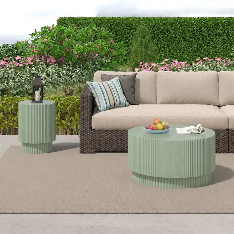 15.72-Inch Nordic H-Barrel Coffee Table - Simple Design for Indoor and Outdoor Use, Made from Durable Magnesium Oxide 27