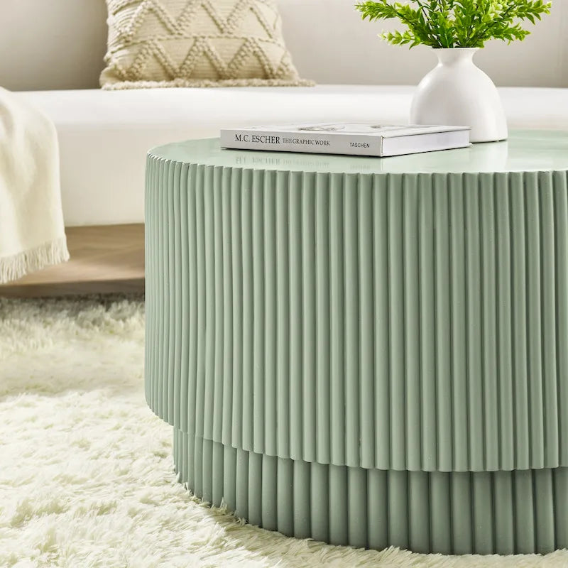 15.72-Inch Nordic H-Barrel Coffee Table - Simple Design for Indoor and Outdoor Use, Made from Durable Magnesium Oxide 31