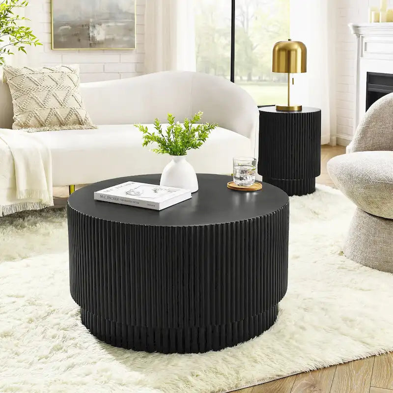 15.72-Inch Nordic H-Barrel Coffee Table - Simple Design for Indoor and Outdoor Use, Made from Durable Magnesium Oxide 35