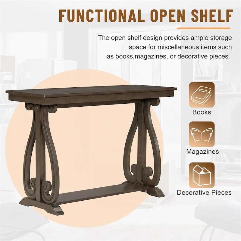 48-Inch Rustic Vintage Console Table - Farmhouse Entryway Furniture 7