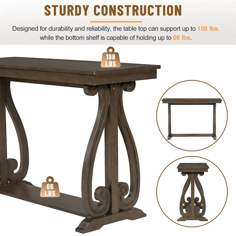 48-Inch Rustic Vintage Console Table - Farmhouse Entryway Furniture 9