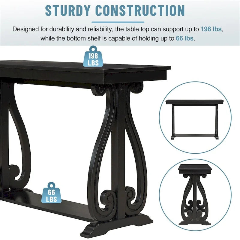 48-Inch Rustic Vintage Console Table - Farmhouse Entryway Furniture 16