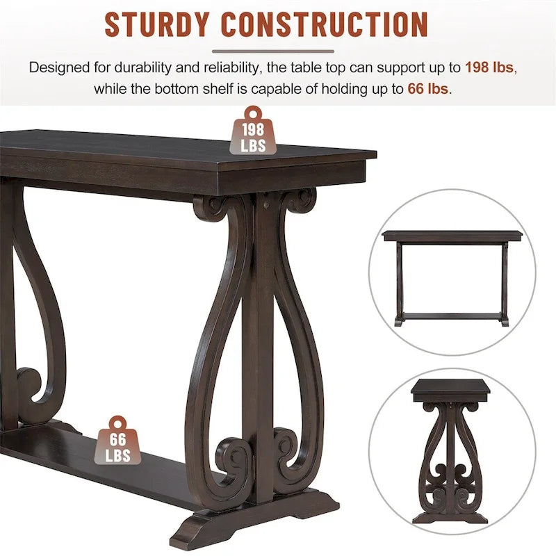 48-Inch Rustic Vintage Console Table - Farmhouse Entryway Furniture 24