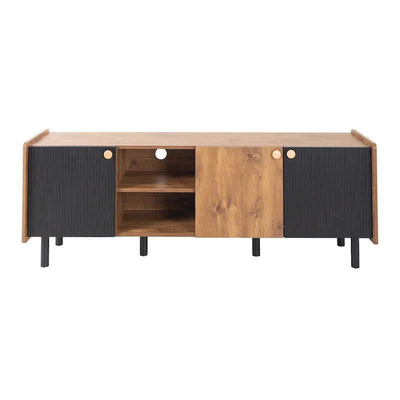 Mid-Century Modern TV Stand with 3 Cabinets - Media Console for TVs up to 70 inches, Stylish Entertainment Center with Storage for Living Room 13