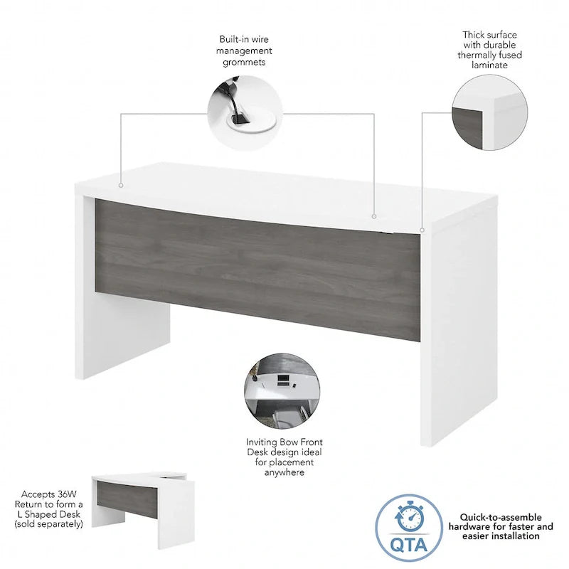 Bush Business Furniture Echo 60W Bow Front Desk 24