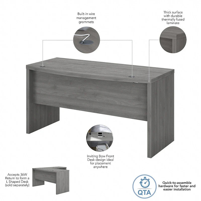 Bush Business Furniture Echo 60W Bow Front Desk 42