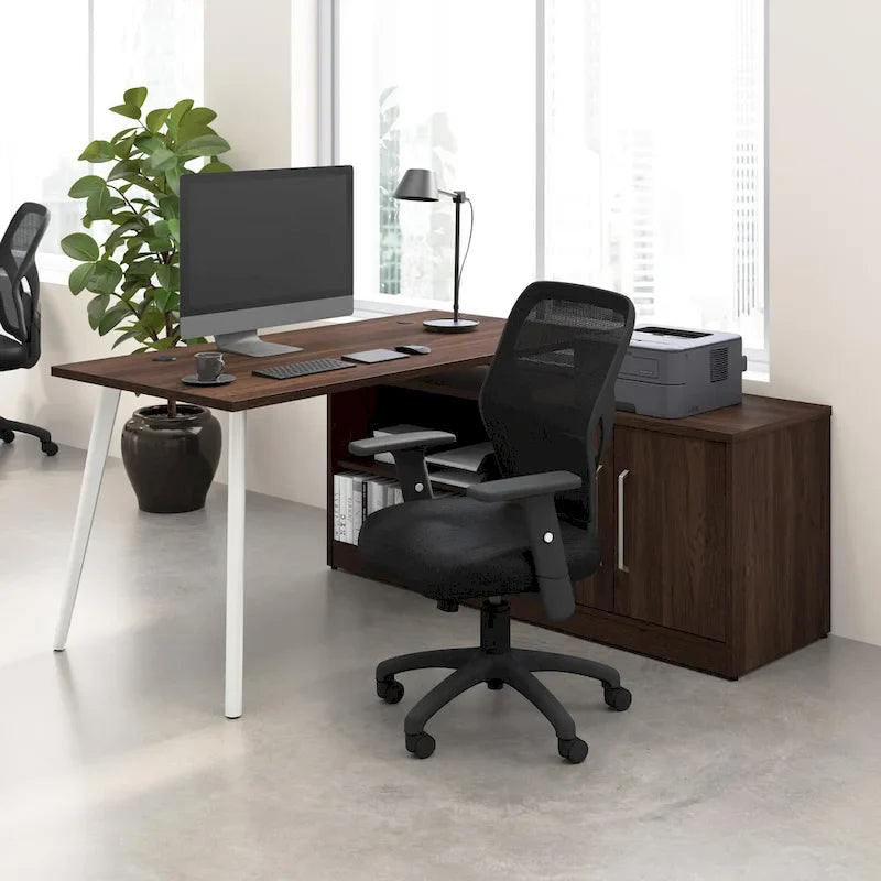Bush Business Furniture Vista 60-Inch L-Shaped Desk with Storage Cabinet 1