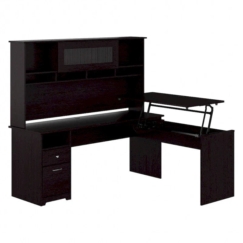 Bush Furniture 72W L-Shaped Sit-Stand Desk with Hutch - 3 Adjustable Positions 2