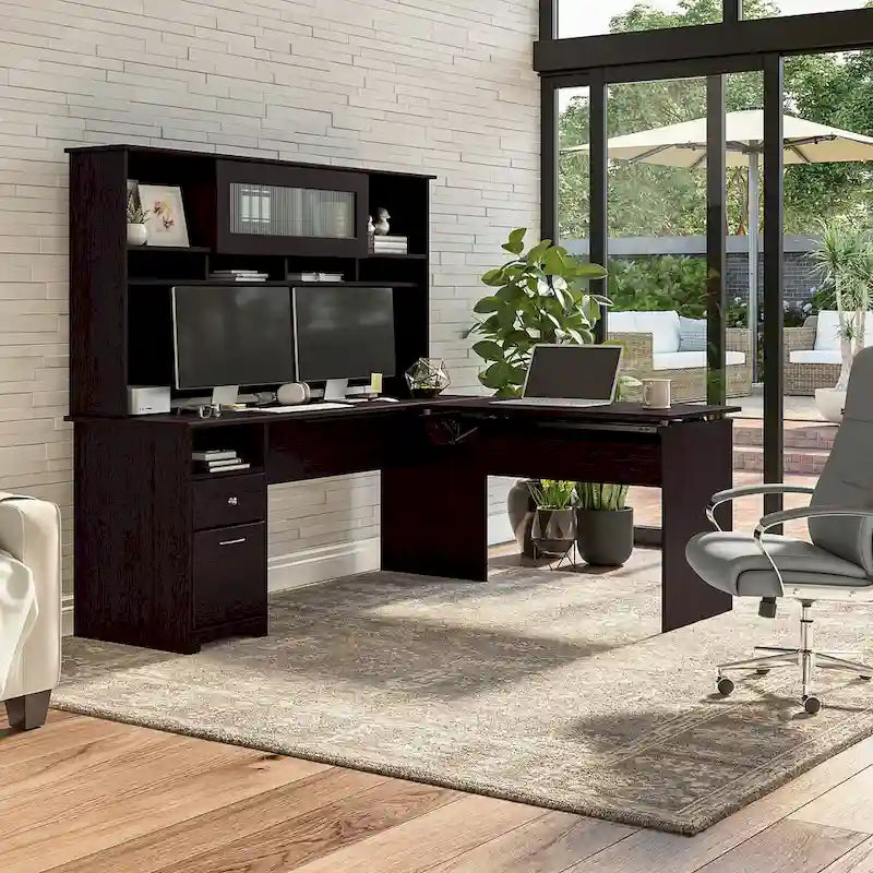 Bush Furniture 72W L-Shaped Sit-Stand Desk with Hutch - 3 Adjustable Positions 3
