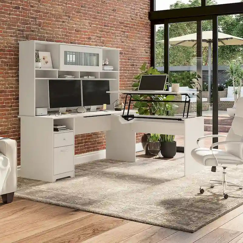 Bush Furniture 72W L-Shaped Sit-Stand Desk with Hutch - 3 Adjustable Positions 4