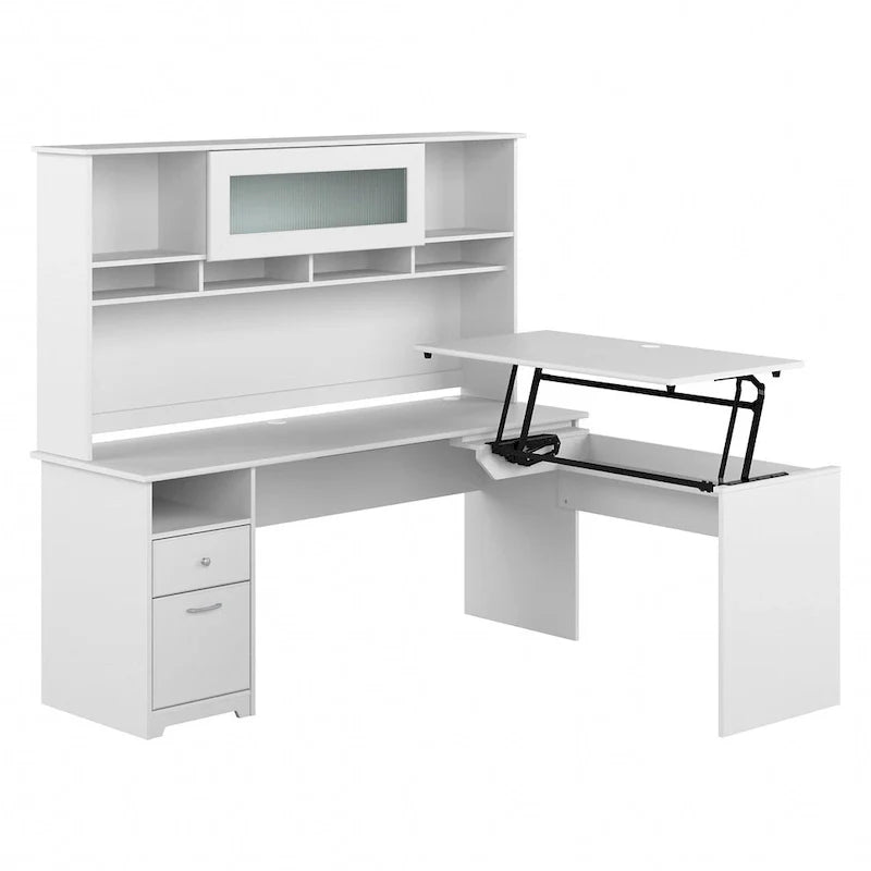 Bush Furniture 72W L-Shaped Sit-Stand Desk with Hutch - 3 Adjustable Positions 5