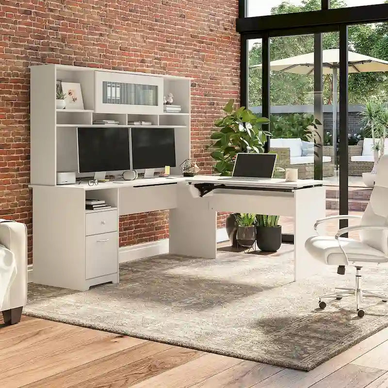 Bush Furniture 72W L-Shaped Sit-Stand Desk with Hutch - 3 Adjustable Positions 6