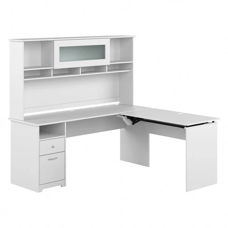 Bush Furniture 72W L-Shaped Sit-Stand Desk with Hutch - 3 Adjustable Positions 7
