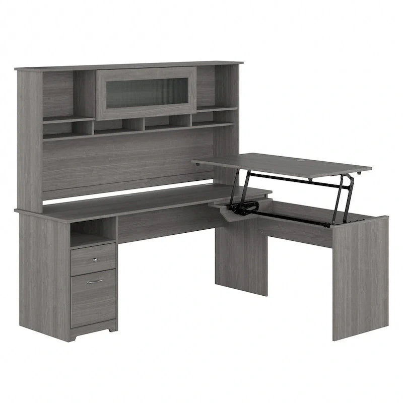 Bush Furniture 72W L-Shaped Sit-Stand Desk with Hutch - 3 Adjustable Positions 22