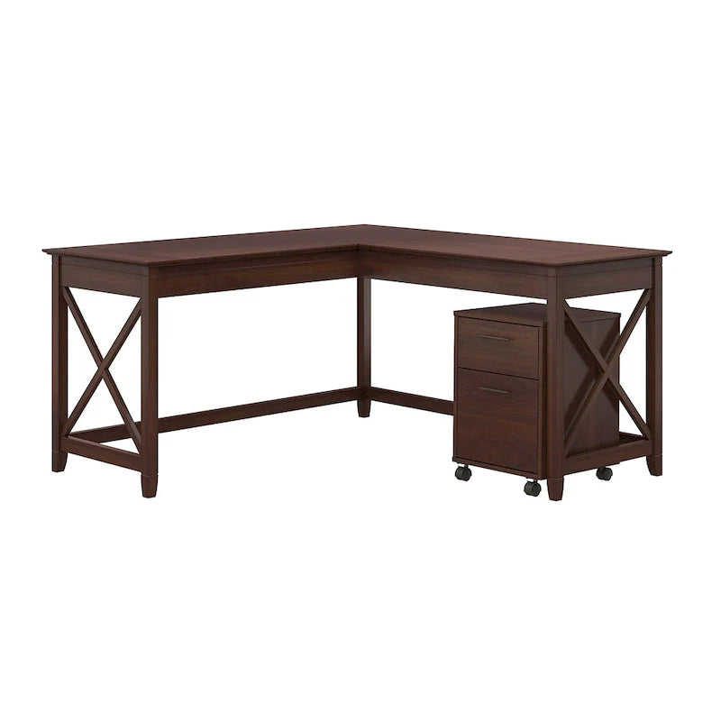 Bush Furniture Key West 60-Inch L-Shaped Desk with Rolling File Cabinet 2