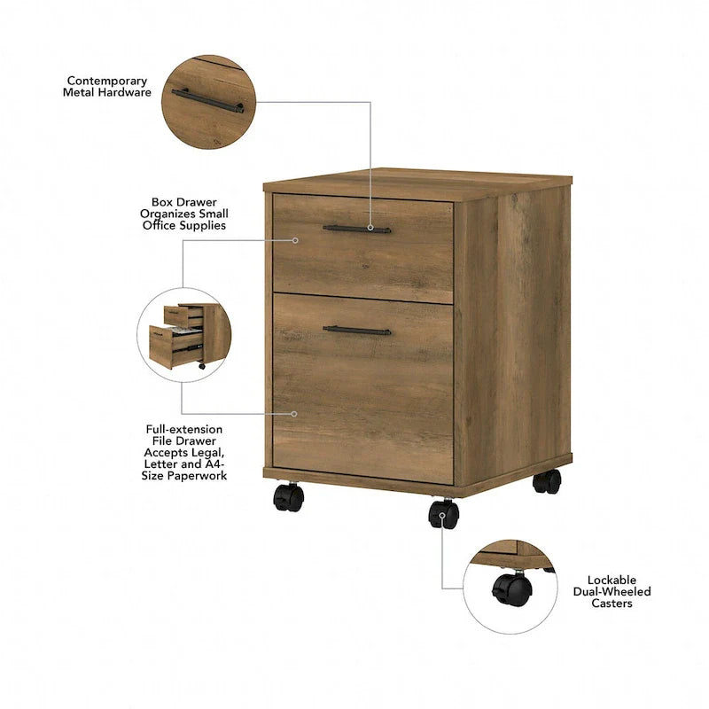 Bush Furniture Key West 60-Inch L-Shaped Desk with Rolling File Cabinet 25