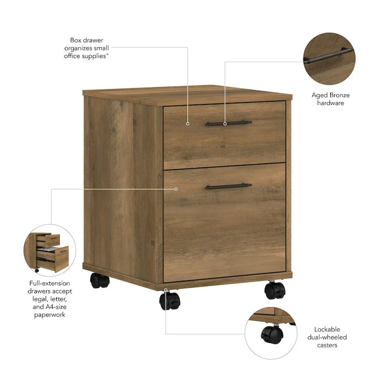 Bush Furniture Key West Mobile File Cabinet with 2 Drawers 14