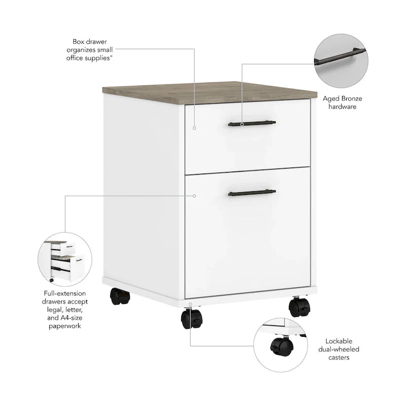 Bush Furniture Key West Mobile File Cabinet with 2 Drawers 21